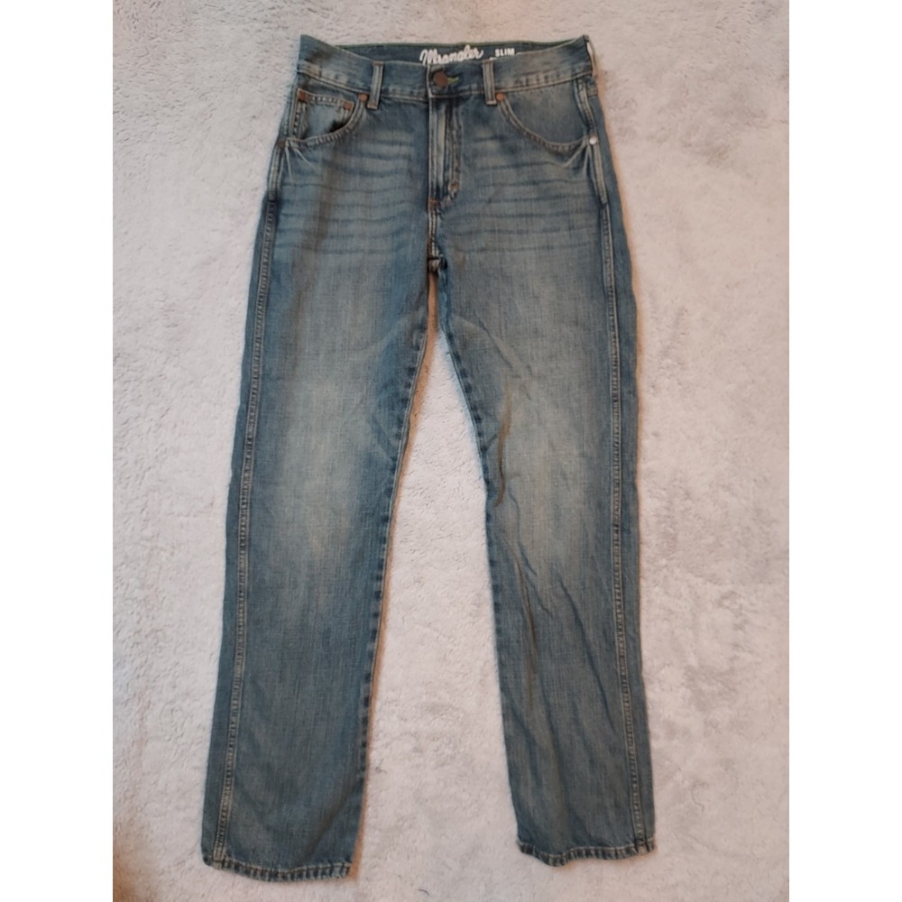Wrangler Retro Jeans Men 30x34 Slim Straight Faded Blue Denim Western Rodeo